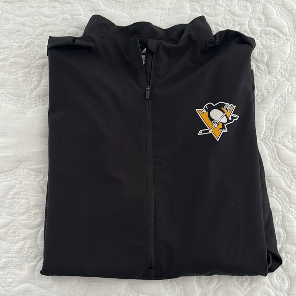 Adidas NHL Pittsburgh PENGUINS Black Zip Pullover Jacket Windbreaker Men’s XL